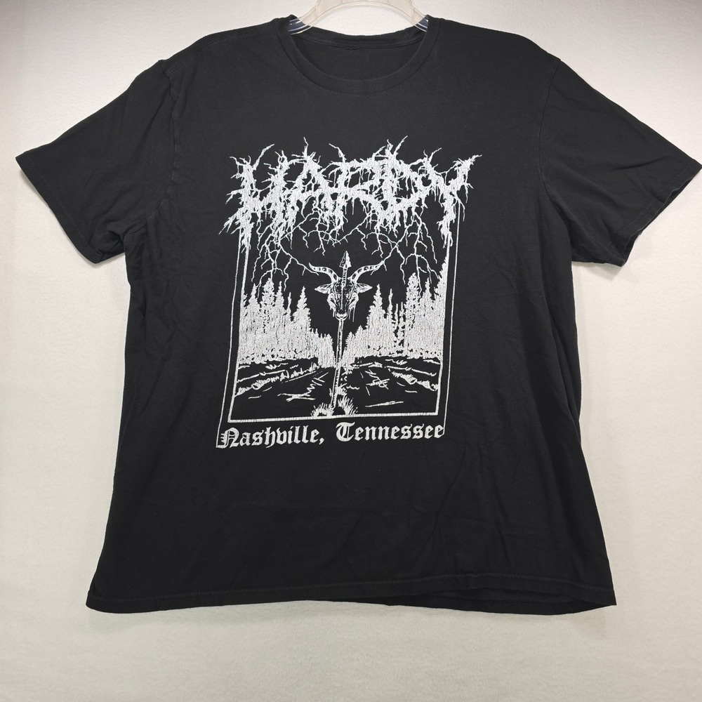 Hardy Nashville Tennessee Black Metal Style Goat Graphic T-Shirt Mens XL Black